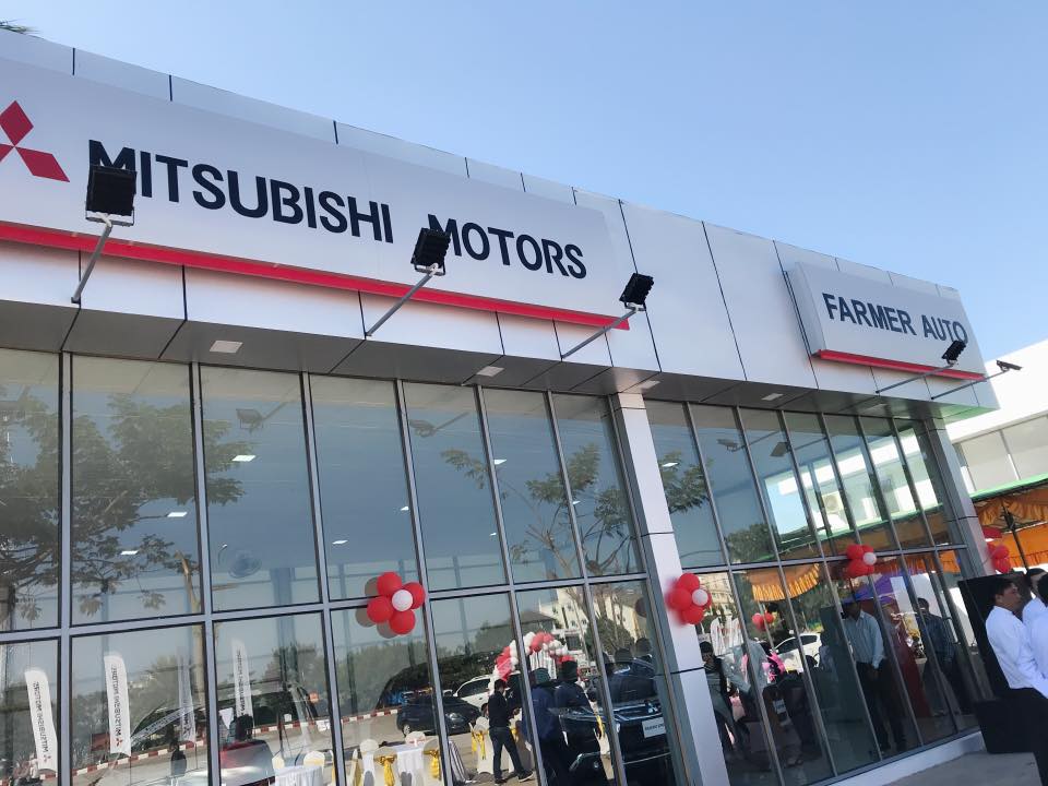 Mitsubishi Motors and Farmer Auto showroom facade